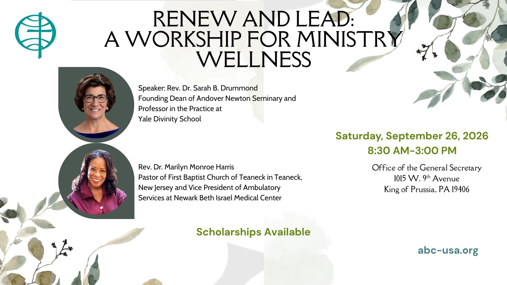 Renew and Lead: A Workship for Ministry Wellness, Saturday, September 26, 2026